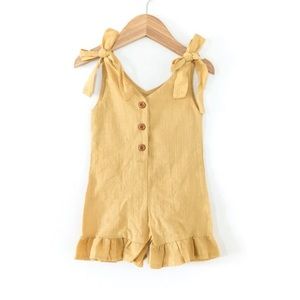 Reverie Threads Jules linen tie strap ruffled romper